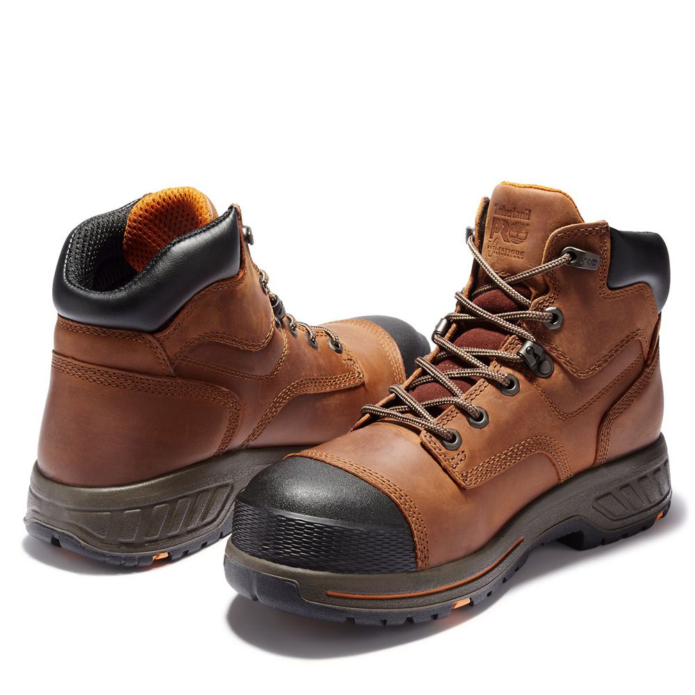 Timberland Μποτακια Εργασίας Ανδρικα Καφε/Μαυρα - Pro® Helix Hd 6\" Soft Toe - Greece 3065194-DI